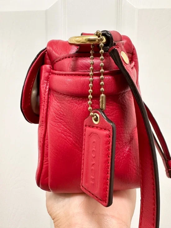 Coach Campbell Leather Camera Bag Red Y2K Inspired - Picture 6 of 13
